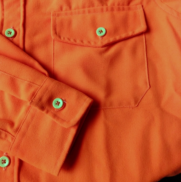 SOLD LLBean Allagash Orange Flannel Shirt USA Made - Picture 4 of 8